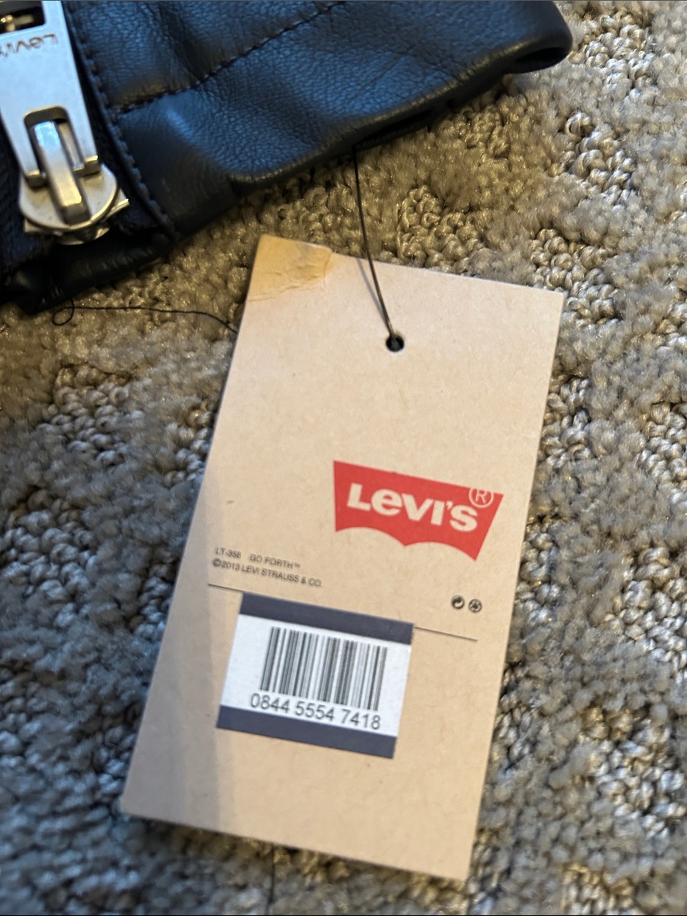 Levi's Navy faux Leather Moto Jacket with Silver Hardware - Picture 3 of 3